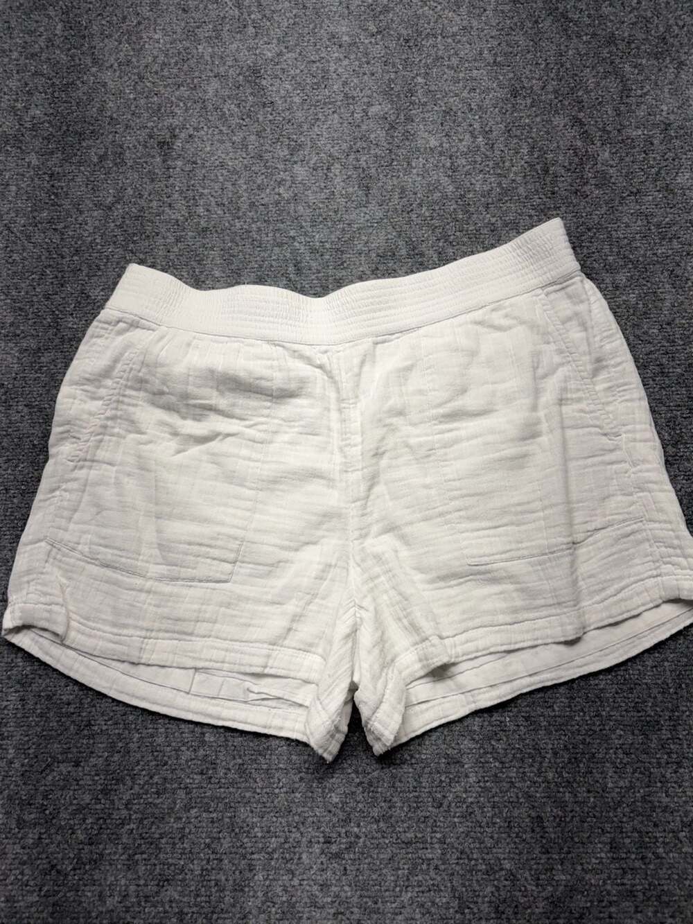 Loft Womens White Double Gauze Cotton Drawstring Elastic Waist Shorts Size L